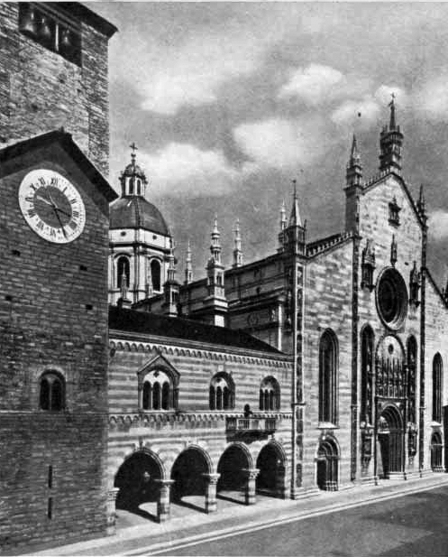 Torre Civica, Broletto e Cattedrale di Como in una stampa d’epoca