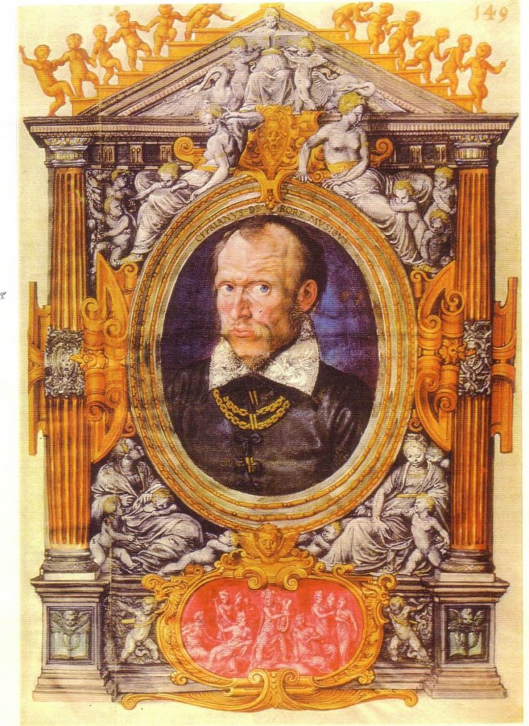 Cipriano de Rore ritratto da Hans Mielich (ca. 1558/1559). Questo artista, coetaneo di Cipriano, illustrò due interi volumi di mottetti di De Rore per la biblioteca di Alberto V di Baviera.