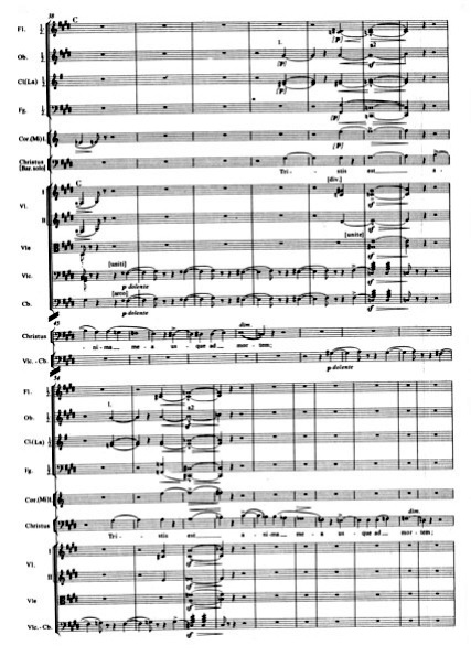 Es. 8. F. Liszt, Christus, inizio della parte terza: «Tristis est anima mea» per Baritono solo e orchestra, bb. 38-63.