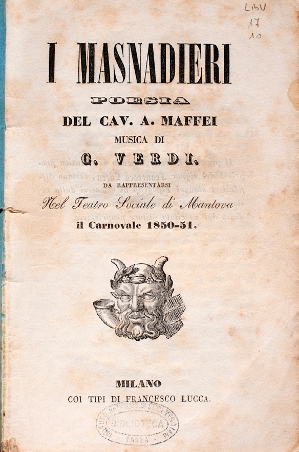 Libretto de “I Masnadieri”, Mantova, Teatro Sociale, 1850