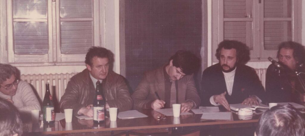 Giovanni Torre, Scattolin e Giorgio Vacchi durante una riunione dell’associazione.